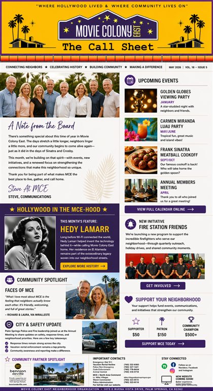 Cover of the latest issue of The Call Sheet newsletter