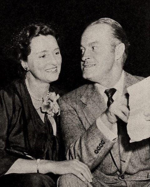 Dolores and Bob Hope seated together, 1953
