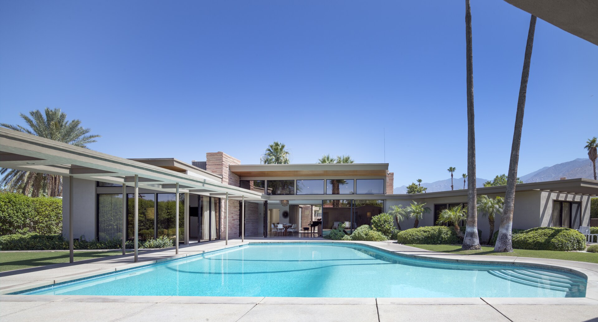 Twin Palms estate with its piano-shaped pool